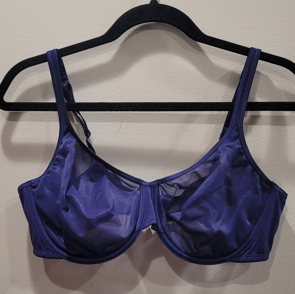 Sz 38DD Purple Cacique Unlined Sheer Underwire Bra